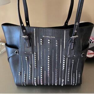 Michael Kors Studded Purse, Black, smoke free